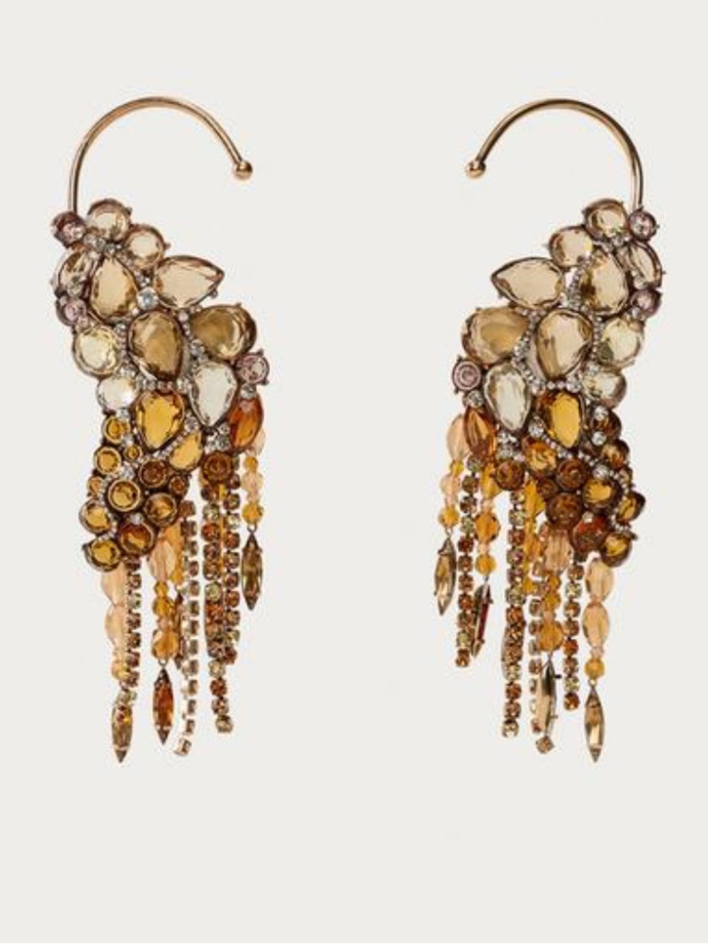 Zara X Marisa Berenson Sparkly Jewel Dangle Rhinestone Crystal Earrings NEW